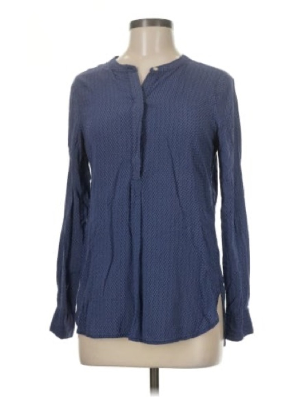 Old Navy Blue Long-Sleeve Textured Split-Neck Tunic